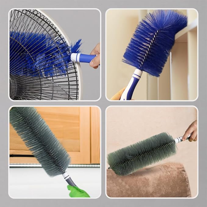 Fan Cleaner Brush, 2025 New Bendable Dusting Brush for Electric and Blind, Reusable Microfiber Dust Collector, Non-disassembly Cleaning (2Pcs Grey)