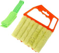 VALICLUD Window Shutter Brush Set 2pcs Handheld 7-Finger and 3-Finger Blinds Cleaning Brushes for Air Conditioner Vents and Window Blinds Dust Removal in Orange and Green