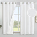 YoungsTex White Linen Blackout Curtains 45 Inch Length for Bedroom, Full Room Darkening Short Window Drapes with Grommet Thermal Insulated for Kitchen Farmhouse, 2 Panels, 52 X 45 Inch
