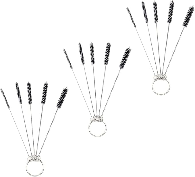 Antrader 15Pcs 4 Inch Nylon Tube Brushes Set Straw Straw Brush Kit Carb Carburetor Cleaner Small Wire Brush Cleaning Brushes Clean Tools Black