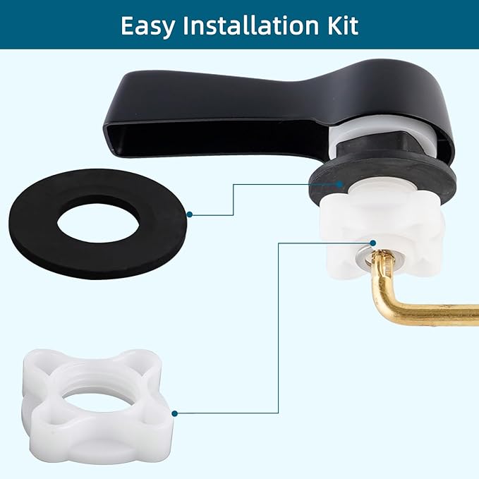 Black Metal Toilet Handle Lever Flush Replacement, Universal Front Mount Toilet Handle Compatible with American Standard/Mansfield/Gerber with Stainless Steel Flapper Chains, Toilet Repair Kit