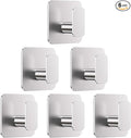 Silver Hooks for Hanging Heavy Duty, Adhesive Hooks for Shower, Bathroom, Kitchen, Robe, Towel, Coat, Waterproof & Rustproof Hook for Walls No Damage, Sticky Wall Towel Hooks - 6 Pack