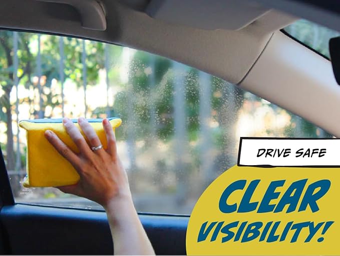 Sponge - Window Cleaner Tool for Car Windshield, Mirrors, Glass - Non-Scratch, Super Absorbent Window Cleaning Sponges - Car Cleaning Supplies 2-Pack - 6 X 4.5 X 2 in