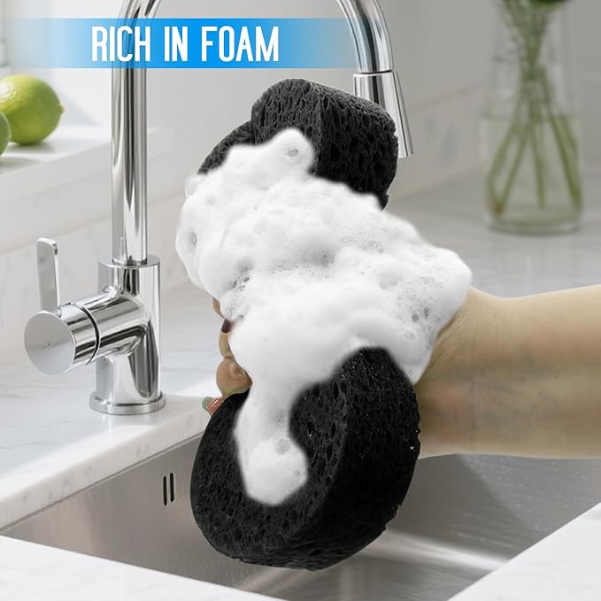 7-Pack Large Natural Cellulose Sponges 7.68" x3.74 x1.38-Super Absorbent and Biodegradable, Extra Thick Foam Kit for All-Purpose Cleaning, Ideal Washing Sponges for Kitchen Bathroom Household, Mixed