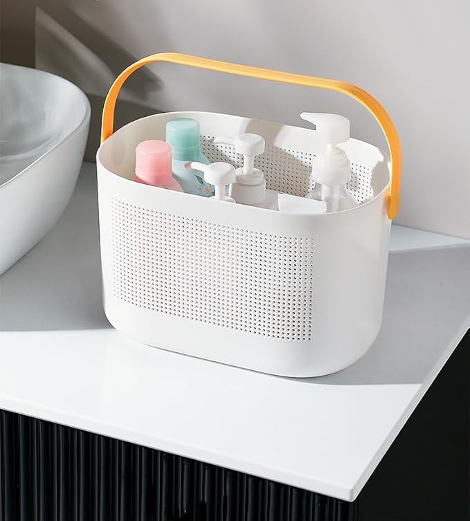 Plastic Bathroom Caddy, Portable Hard Shower Caddy With Handle for Dorm, Bathroom, Tool, Garden, Kitchen, Cleaning Supplies11.50 * 7.5 * 7inch,Yellow