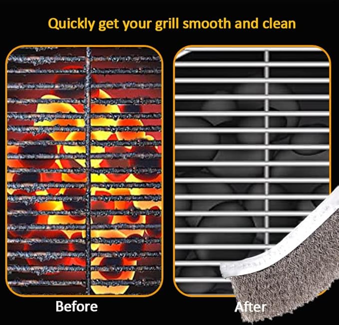 Grill Brush and Scraper with Handle, BBQ Grill Cleaning Brush for Grill Wizard Grate Cleaner, Safe Wire Stainless Steel BBQ Brush, Grill Cleaner