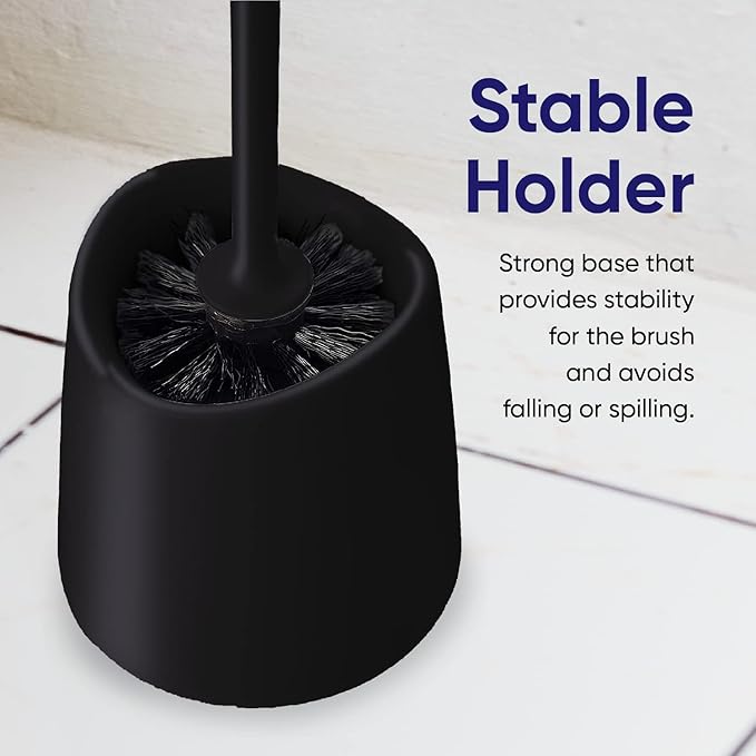 Toilet Brush Cleaner and Holder Black Toilet Bowl Cleaner Brush with Scrubbing Wand, Brush and Storage Caddy for Easy Bathroom Cleaning