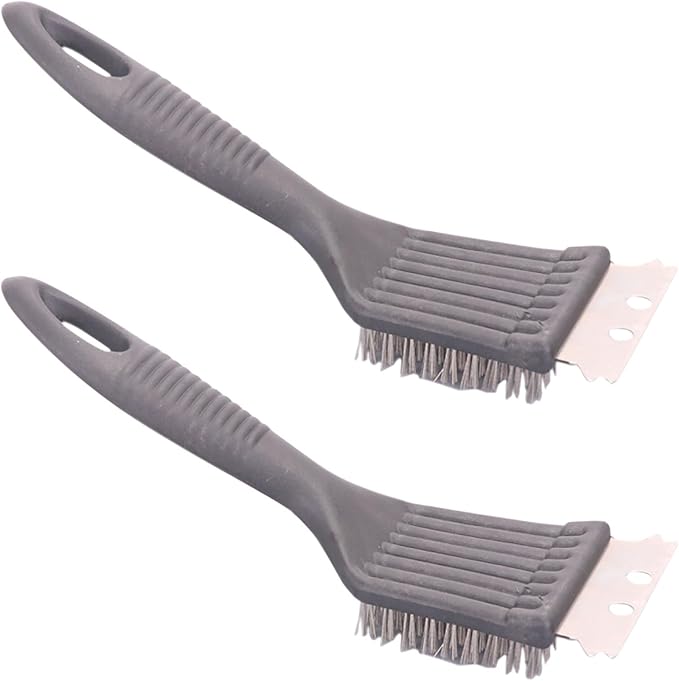 YIKANGHENG 2 Pcs 8.3 Inch x 2.8 Inch Stainless Steel Grill Brush with Plastic Handle for Barbecue Net Cleaning