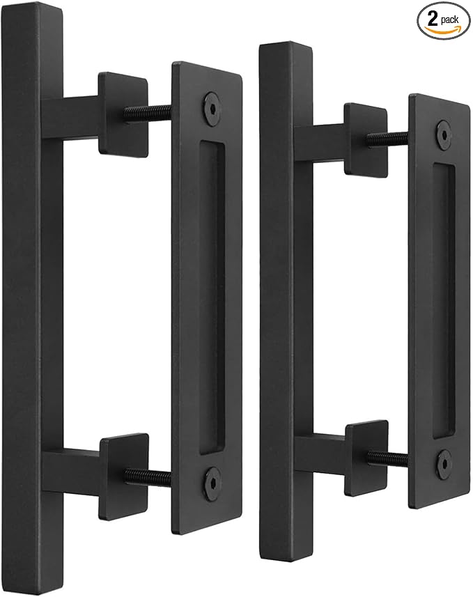 EaseLife 2 Pack 12" Sliding Barn Door Handles and Pulls Hardware,Rustic Double Sided,Heavy Duty