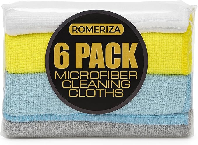 6‑Pack Microfiber Cleaning Cloths – Reusable, Lint‑Free Multi‑Color Towels for Kitchen, Car, Glass & Bathroom, Machine‑Washable Multipurpose Cleaning Rags