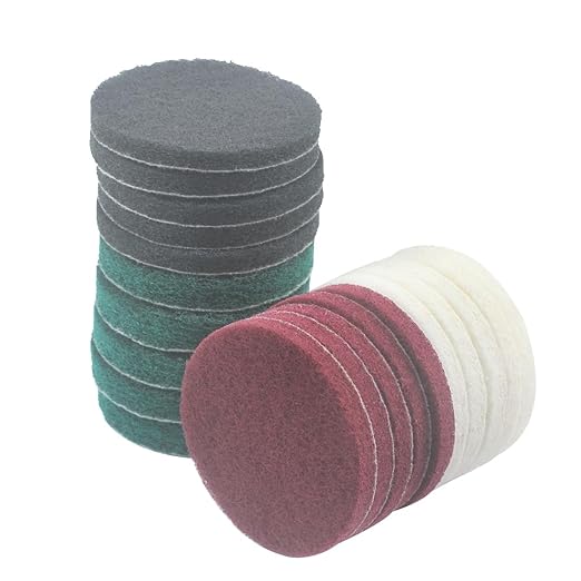 5 Inch Mixed Grit Drill Brush Scrubber Scouring Pads, 5 Pcs Hook & Loop Power Scrubber Scour for Rotary Tools, Random Orbital Sander (180#/400#/800#/1200#)