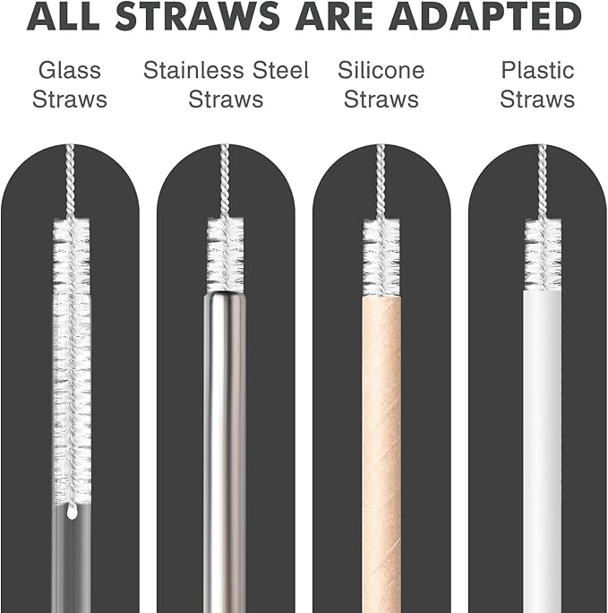 10Pcs Straw Cleaner Brush, Reusable Metal Handles Straw Cleaner Brush Extra Long for Stanley Mug 40, 30, 20 oz, 10mm 20mm Wide for Sippy Cup, Water Bottle and Tubes Pipe