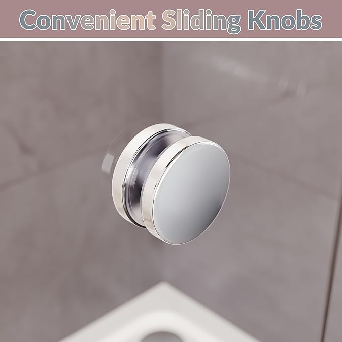 ELEGANT Shower Doors 46.5-48" W x 72 in. H, Semi-Frameless Bypass Sliding Shower Door, 1/4 in. Clear Glass Shower Enclosure, Chrome Finish