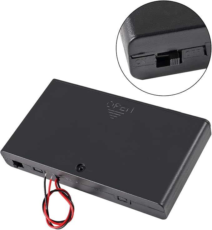 2Pcs 8 x AA Battery Holder Case Box 8 x 12V AA Battery Storage Box Battery Container Case with Cover ON/Off Switch and Wire