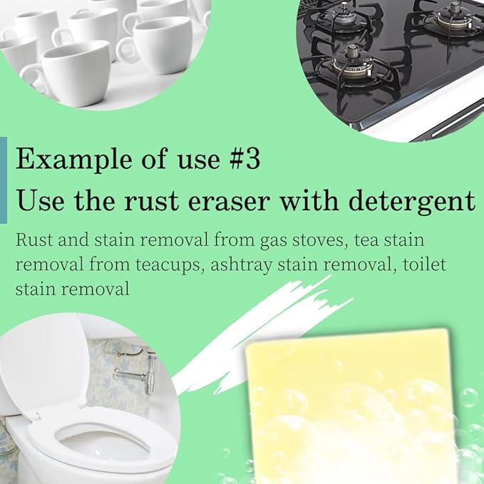 Rust Eraser for Knives Kitchen Stoves Wood Finish and Bicycles Multi Purpouse Cleaning Rubber Eraser Remover Dirt Stains (Fine) Made in Japan, Set of 2
