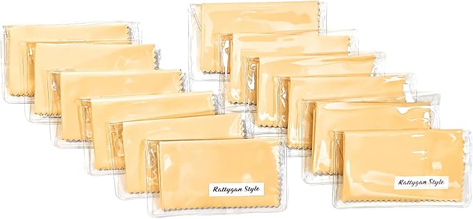 Premium Microfiber Cleaning Cloth in Individual PVC Pouches - Glasses Cleaning Cloth for Eyeglasses, Screens, Phones, Computer, Camera Lens, and Delicate Surfaces (12 x 1Pack)