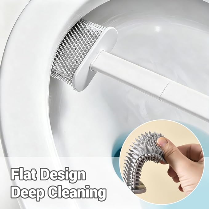 Toilet Brush Set, Bathroom Accessories, Toilet Bowl Cleaners, Deep Cleansing Multifunctional Hanging Toilet Brush Set for Bathroom(Pearl White)