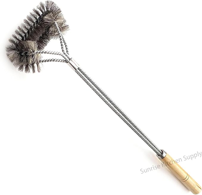 SUNRISE Fryer Brush with Long Handle (Stainless Steel, Double Brush)