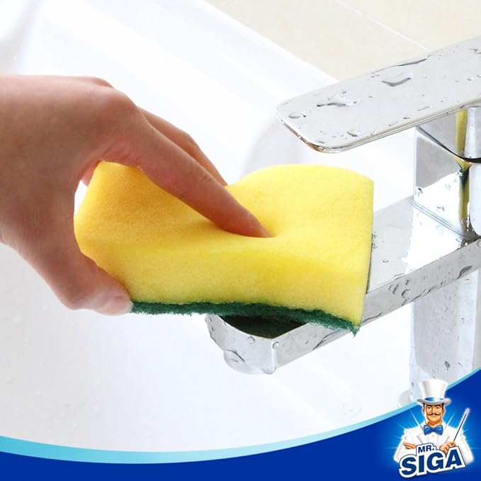 MR.SIGA Heavy Duty Scrub Sponge, Pack of 12, Size:11 x 7 x 3 cm, 4.3" x 2.8" x 1.2"