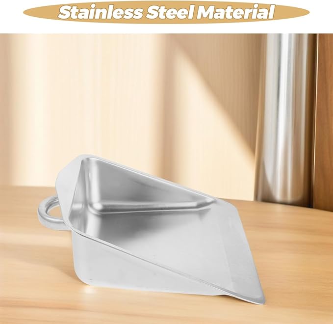 Stainless Steel Handheld Dust Pan Heavy Duty Metal Dustpan Multi Functional Garbage Shovel for Indoor Outdoor Floor Desk Cleaning 11.53X10.23X3.93 Inches