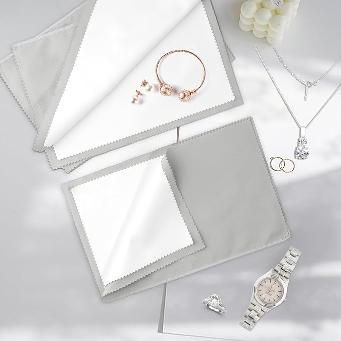 3 Pcs Silver Polishing Cloth, Large 10" X 12.5" Jewelry Cleaner Cloth, Soft Jewelry Polishing Cloth, Four-Layer Double-Sided Silver Cleaning Cloth for Gold, Silver, Diamond, Platinum Jewelry