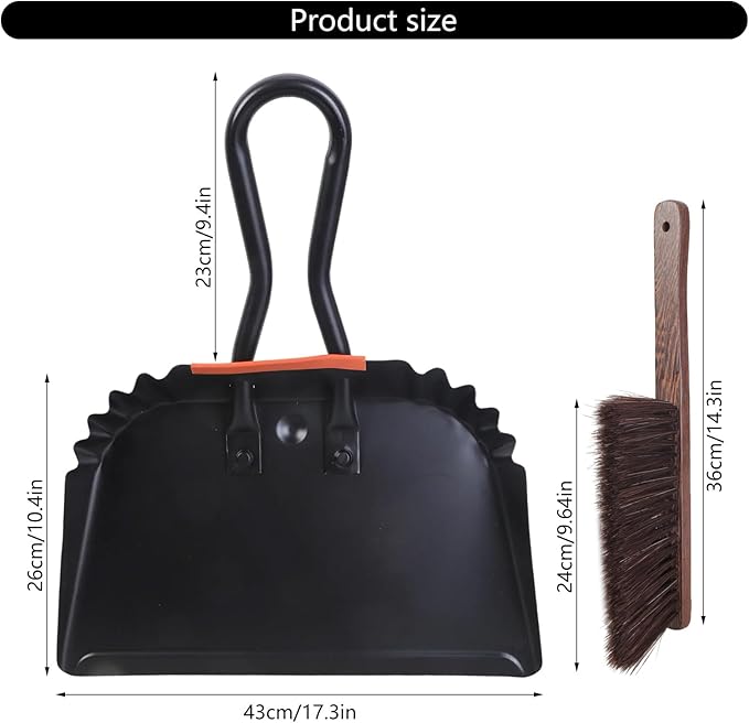 Metal Large Heavy Duty Dustpan and Broom Brush Set Handheld Tool Kits for Easy Grasping and Efficient