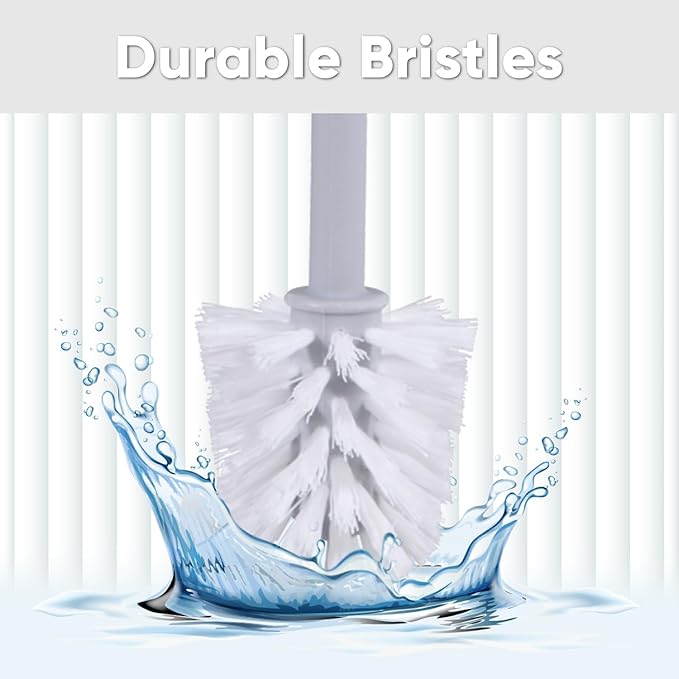 Superio Plastic Toilet Bowl Brush and Holder Set, Decorative Cleaner Scrubber for Bathroom (2, Taupe)