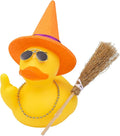 Halloween 3.15" Fun Rubber Duck Witch Duck Car Dashboard Decorations Halloween Witch Hat Broom Sunglasses Necklace for Car Home for Office Accessories