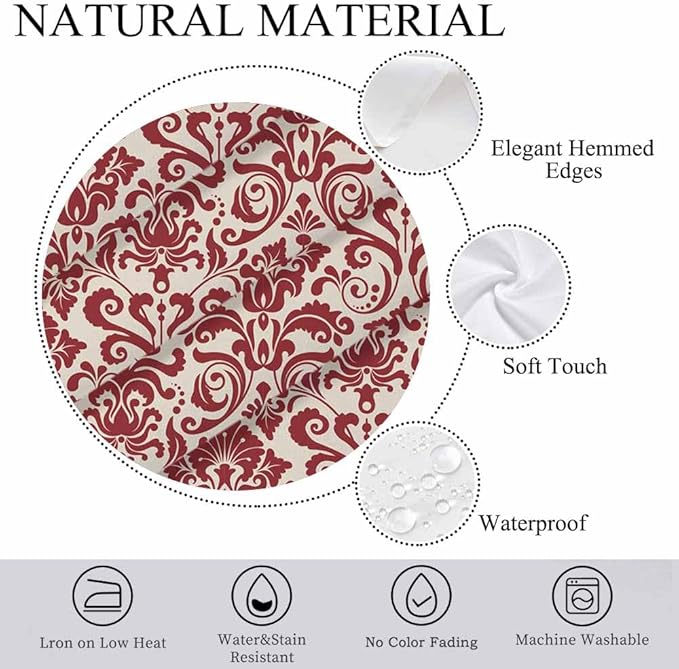 Vintage Damask Rectangular Tablecloth Red Floral 52x70 Table Cloth for Wedding Party Banquet,Dining Kitchen Rustic Table Cover
