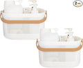 UUJOLY Plastic Storage Baskets with Handles, Shower Caddy Shelf Organizers Basket for Bathroom, Kitchen, Dorm Room, Yellow, 2 Pack