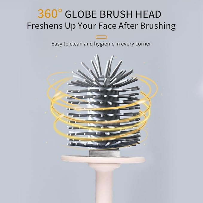 Toilet Brush Set, Bathroom Accessories, Toilet Bowl Cleaners, Deep Cleansing Multifunctional Hanging Toilet Brush Set for Bathroom(Cherry Blossom Pink)