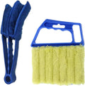 Blind Cleaner Duster Tool, 7 Finger & 3 Finger Window Venetian Blind Brushes, Washable Mini Cleaner Brush, Venetian Blinds Duster Brush for Window & Air Conditioner Fan, 2 Pack, Blue, PP+Microfiber