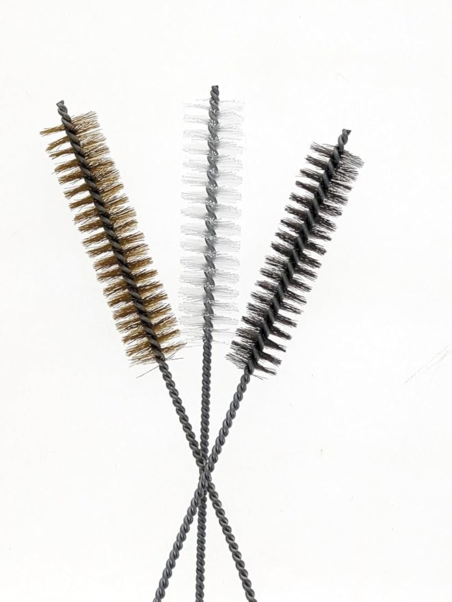 3 Piece Set of 16-Inch Tube Cleaning Brushes Copper, Stainless, Nylon for Various Surface Use (.5-Inch Diameter)