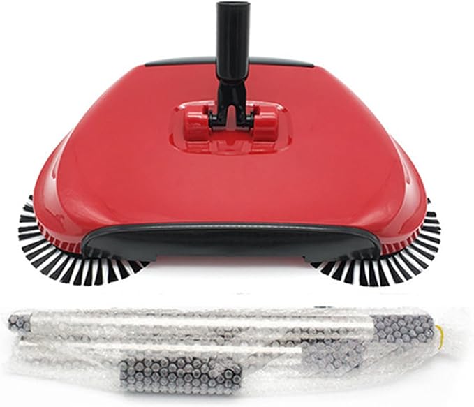 Carpet Sweeper 360° Rotation Manual Floor Sweeper with PET Broom Brush Robust Lightweight Hand for Home Office Low Carpets Rugs Undercoat Carpets, Red