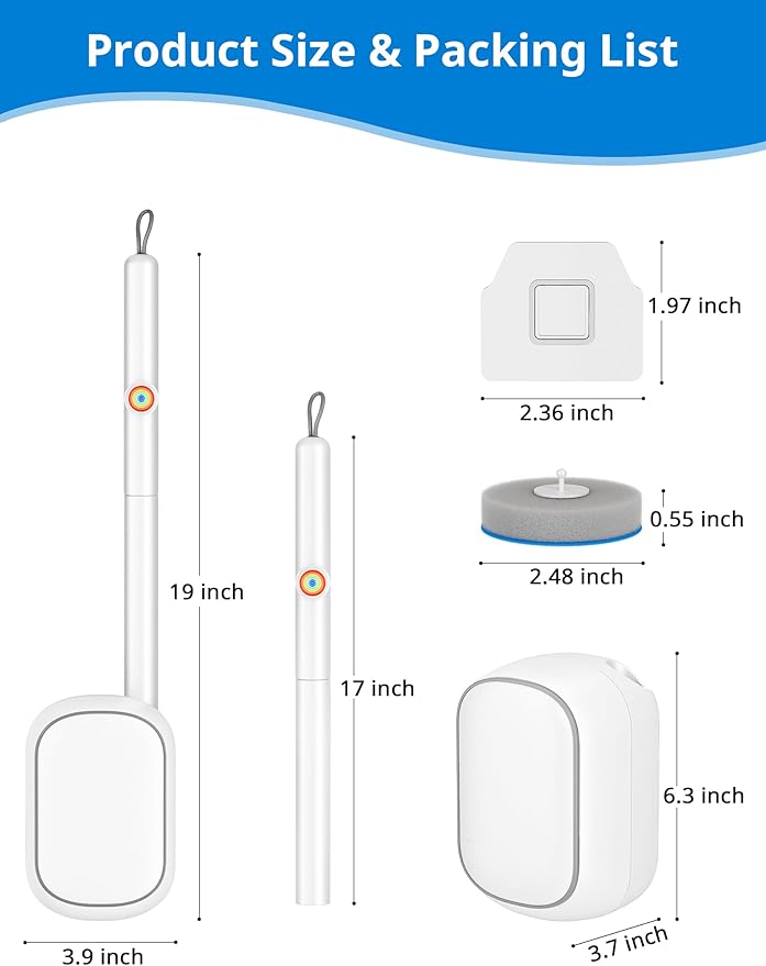 Toilet Cleaner Wand, Disposable Toilet Brush and Holder Set, Toilet Bowl Cleaner Brush, Wall Mounted Toilet Brush Set, Toilet Wand Kit with 12 Refill Heads, Toilet Wand Holder for Home and RV Use