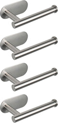 NearMoon Toilet Paper Holder Self Adhesive, Premium Thicken SUS304 Stainless Steel Rustproof Adhesive Toilet Roll Holder no Drilling for Bathroom, Kitchen, Washroom (4 Pack, Brushed Nickel)