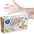 MED PRIDE Medical Vinyl Examination Gloves (X-Large, 100-Count) Latex & Rubber Free, Ultra-Strong, Clear Disposable Powder-Free Gloves for Healthcare & Food Handling Use