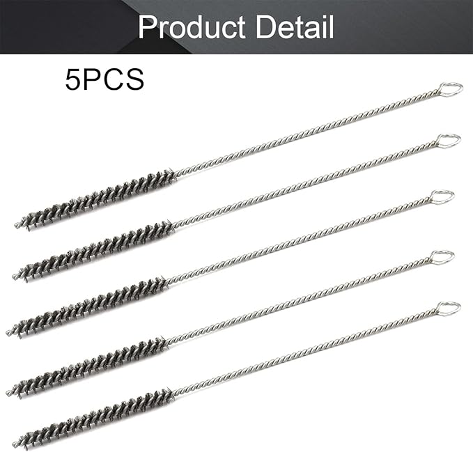 Utoolmart Stainless Steel Wire Cleaning Brush, Spiral Power Tube Brush, 0.4-inch Diameter 12-inch Length, 5pcs