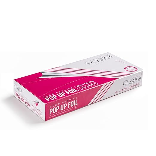 Crystal by crystalware FPU12102400B Premium Aluminum Foil Pop Up Sheets, 12" x 10.75", 200 Sheets