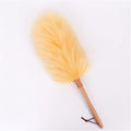 Pure Lambs Wool Duster with Wood Handle, Fluffy Lambswool Duster, Thicken Encryption, Anti-Static, Duster for Home, Office and Car, 19.3 inch(A)