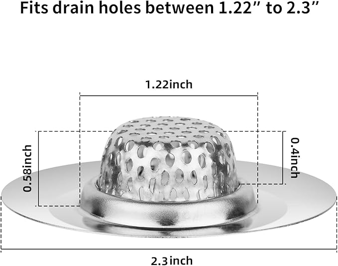 ChefBee Bathroom Sink Drain Strainer - 2PCS 1.22” Stainless Steel Bathtub Shower Tub Drain Cover Hair Catcher, Anti-clogger Filter Plug for Mop Pool, Utility Washbasin, RV Sink