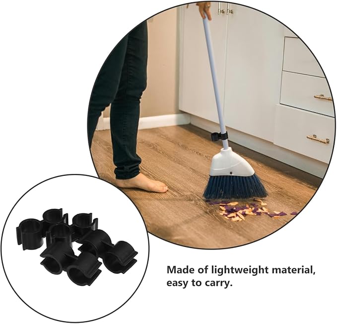 PRETYZOOM Double Pipe Clamp Dustpan Broom Connector Clip for 0.7-0.8 Inch Diameter Brooms and Dustpans Easy Installation Space Saving Cleaning Tool Organizer