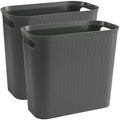 rejomiik Bathroom Small Trash Can Slim Garbage Can Wastebasket 3.5 Gallon Plastic Trash Bin Container for Bedroom, Home, Office, Dorm Room, Kitchen, 2 Pack Dark Gray