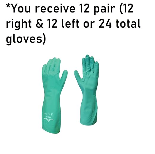 SHOWA 730 Nitrile Chemical Resistant Safety Glove with Cotton Flocked Liner, Food Safe, 15 Mil Thick, 13" Length, Large (12 Pair)