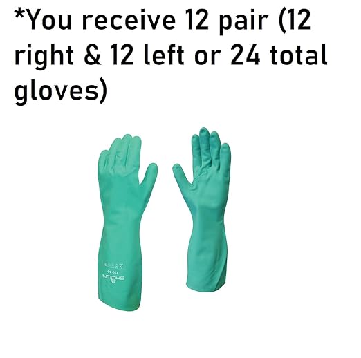 SHOWA 730 Nitrile Chemical Resistant Safety Glove with Cotton Flocked Liner, Food Safe, 15 Mil Thick, 13" Length, Medium (12 Pair)