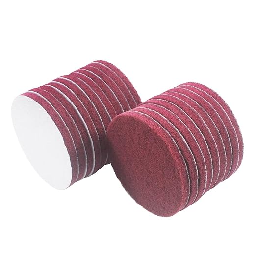 5 Inch 400 Grit Drill Brush Scrubber Scouring Pads, 20 Pcs Hook & Loop Power Scrubber Scouring Pads for Rotary Tools, Random Orbital Sander (Red)