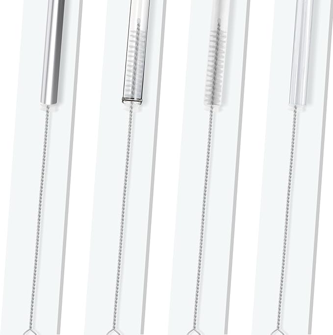 Bottle Brush Set – Adjustable Long Handle (Up to 15.6”) Narrow Bottle Cleaner, Fixed Handle Bottle Cleaning Brush, 2 Traceless Hooks & 2 Straw Brushes for Water Bottle Coffee Maker& More