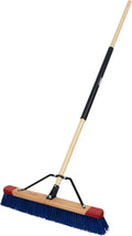 Harper 24 Inch Push Broom with Stiff Bristles, Premium Heavy Duty Outdoor Wet/Dry Rough-Surface, for Mulch, Gravel, Oil Dry, Dirt, Soil, with Long Wooden Handle