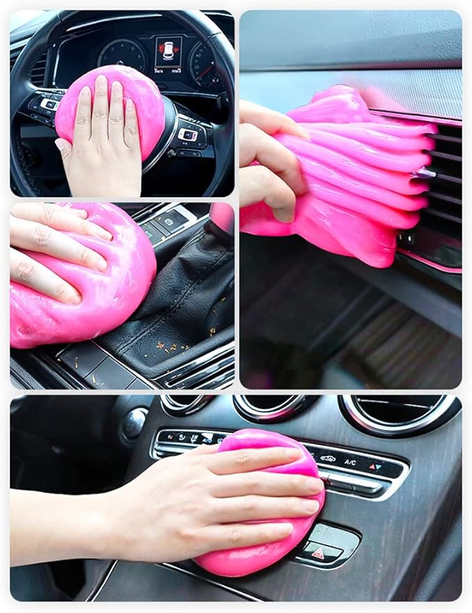 2PCS Car Vents Cleaning Gel Keyboard Cleaning Adhesive Universal Dust Remover Cleaner Cleaning Gum Glue for Computer Laptop Keyboards for Car Dash, Printers, Calculators, Speakers (Rosy)