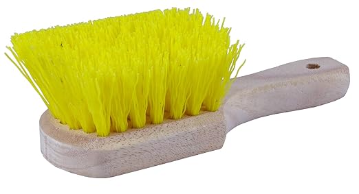 Weiler 44013 8" Utility Scrub Brush, Yellow Polypropylene Fill, Short Handle, Wood Block